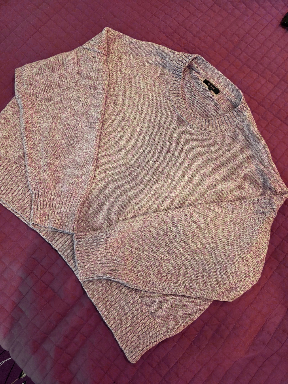 Quince Marled Rose Pink Cotton Crewneck Boyfriend Sweater